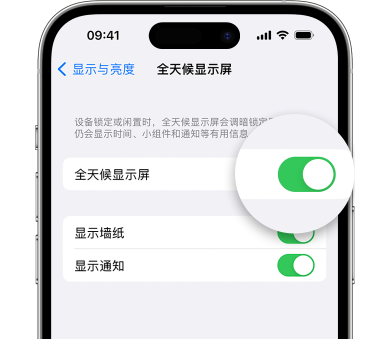 武江苹果15预约维修分享iPhone15如何设置全天候显示屏幕可见 